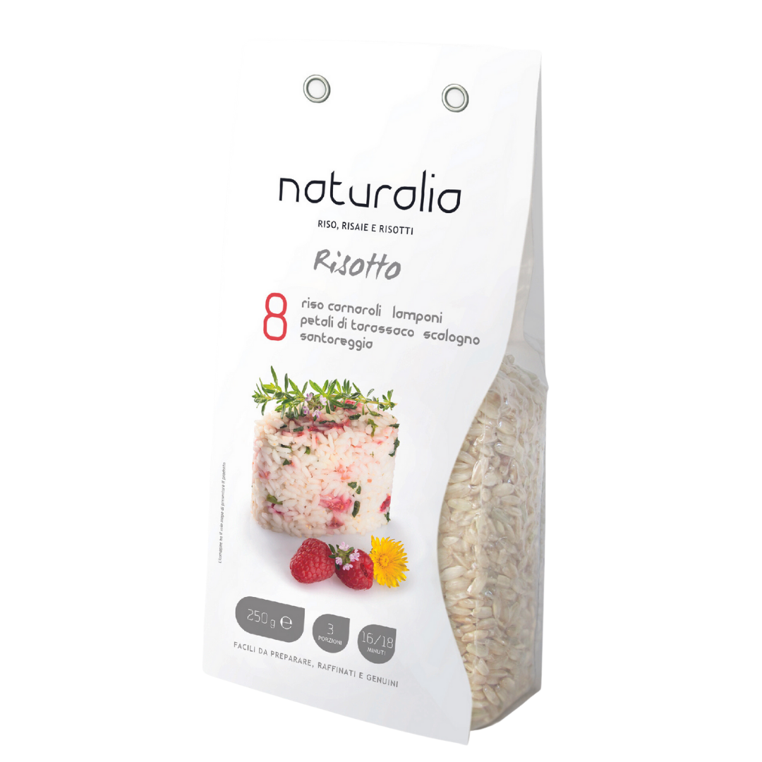 Risotto Ai Lamponi Con Riso Carnaroli Vercellese Pronto In Busta Gr.250 - Naturalia