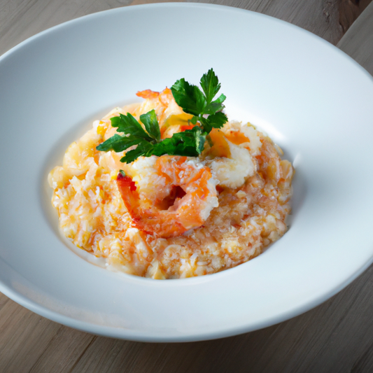 Risotto Con Carnaroli al Prosecco con Code di Gamberone e Basilico