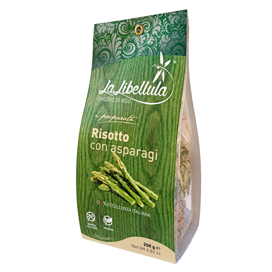 Confezione di risotto agli asparagi La Libellula da 250 g con riso Carnaroli Classico