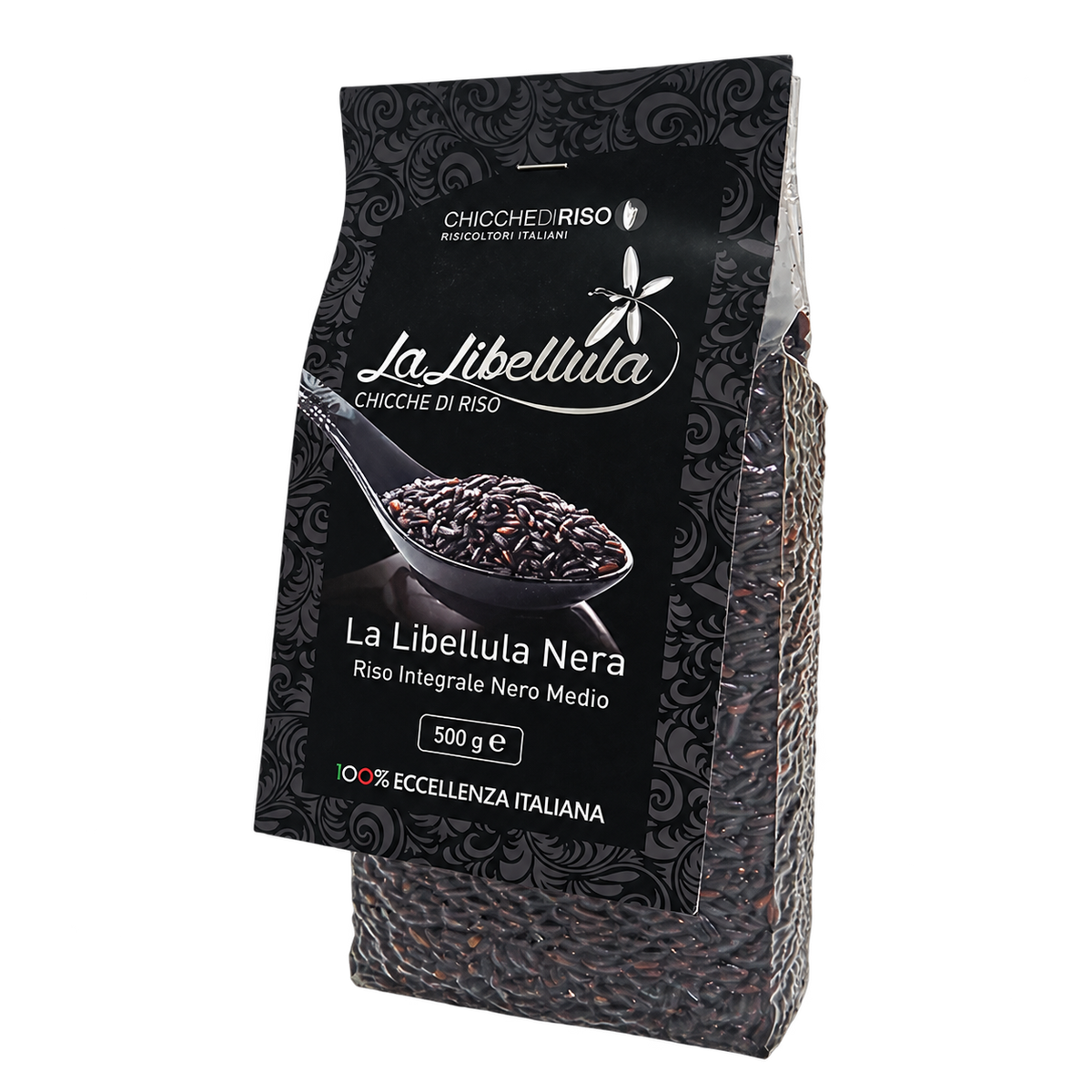 Confezione da 500 g di riso nero integrale La Libellula Nera