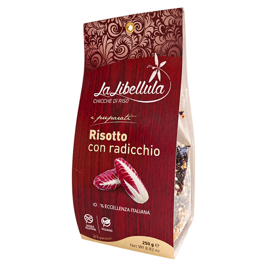 Confezione di risotto al radicchio La Libellula da 250 g con riso Carnaroli Classico